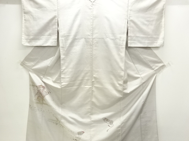 歌舞伎模様織り出し一つ紋手織り節紬単衣着物